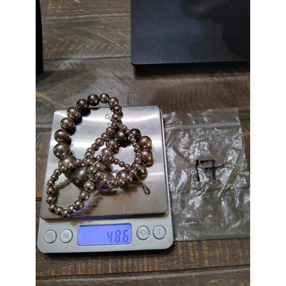Vintage Navajo Pearls Graduated Bench Bead Necklace 24" 48.6g 925